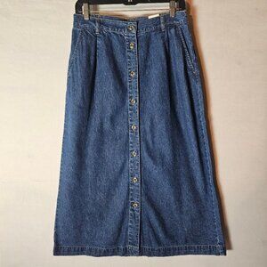 Vintage Cabin Creek Button Up Midi Jean Skirt Size 12P